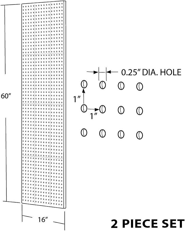 Azar Displays 771660-WHT-2PK Pegboard Wall Panel Storage Solution, Size: 60"x 16.125", 2-Pack (Set of 2)