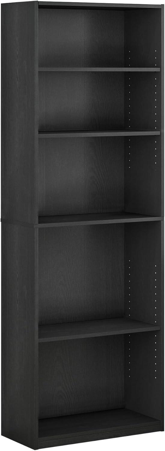 Contemporary Adjustable 5-Shelf Blackwood Bookcase