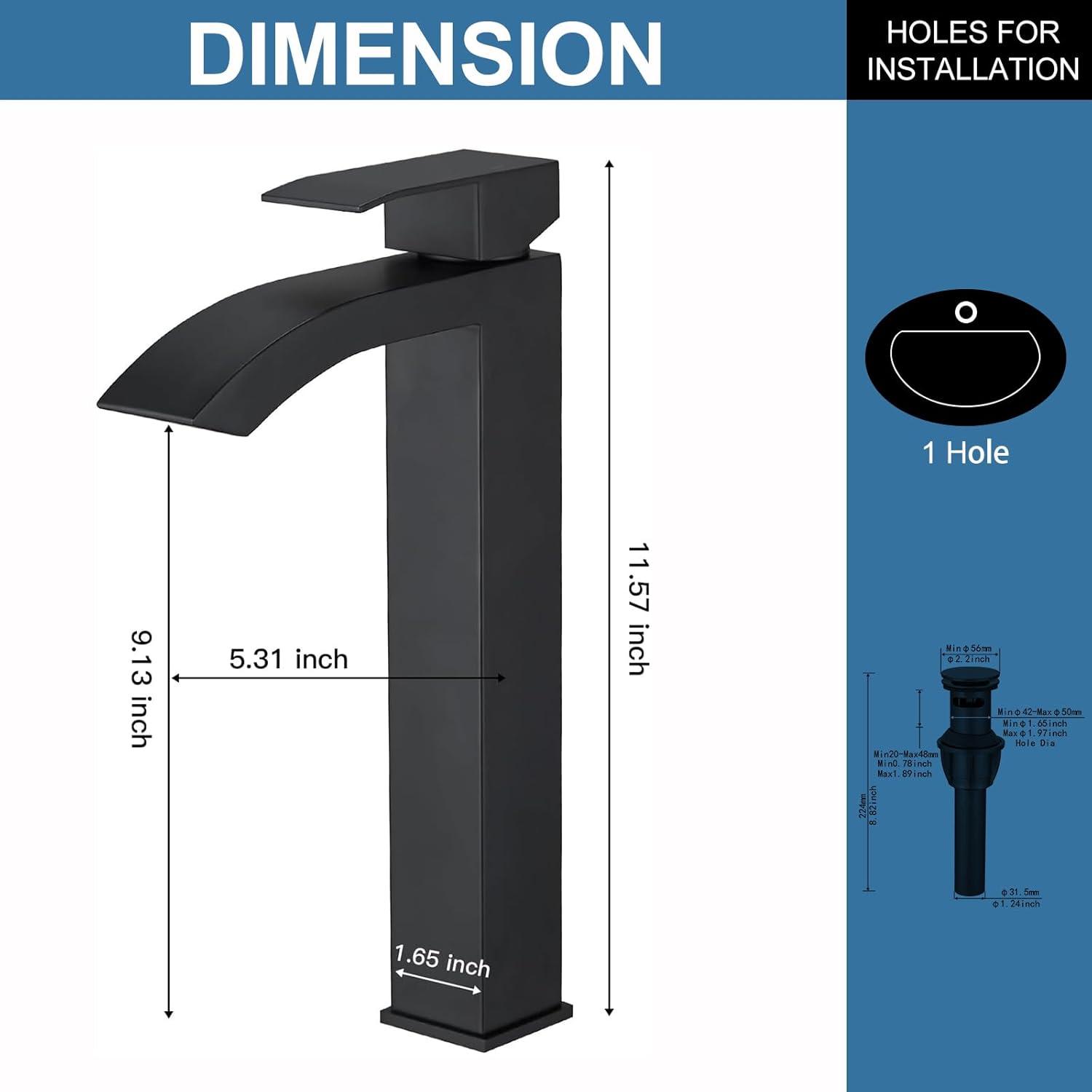 Vessel Sink Faucet Single-handle Bathroom Faucet with Drain Assembly