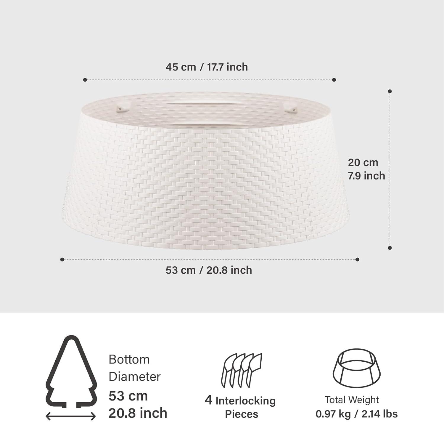 Tree Nest Wicker Christmas Tree Skirt Tree Collar (White, Medium) -Re-boxed