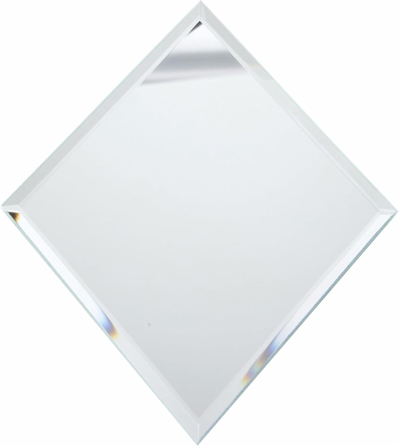 Diamond-Shaped Silver Glass Tabletop Mirror