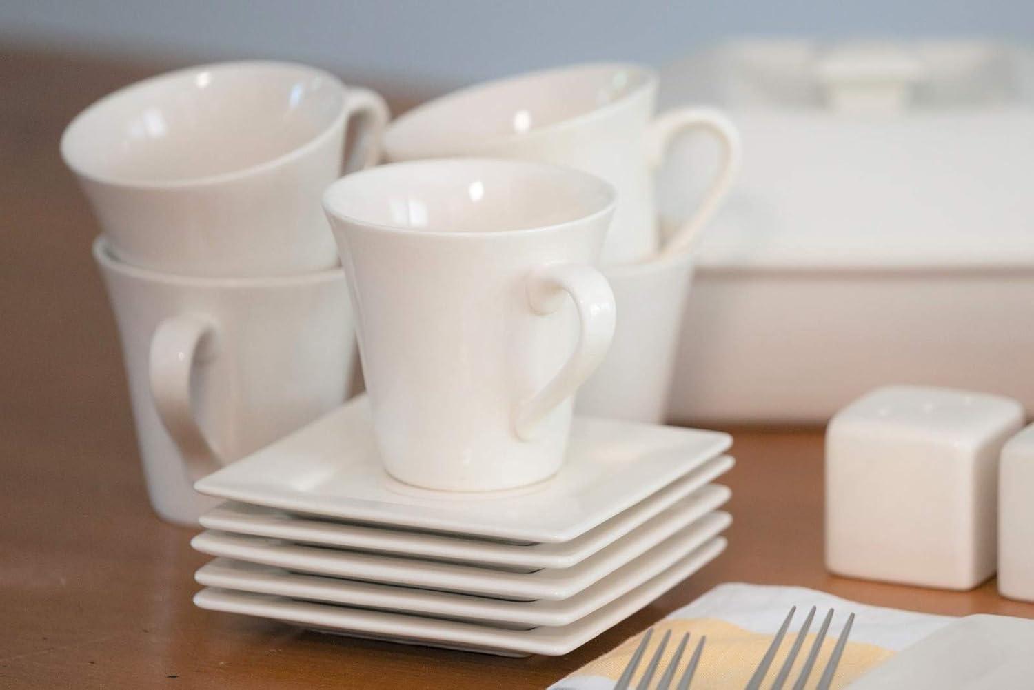 10 Strawberry Street Nova Square 30 Piece Stoneware Dinnerware Set - Cream/White