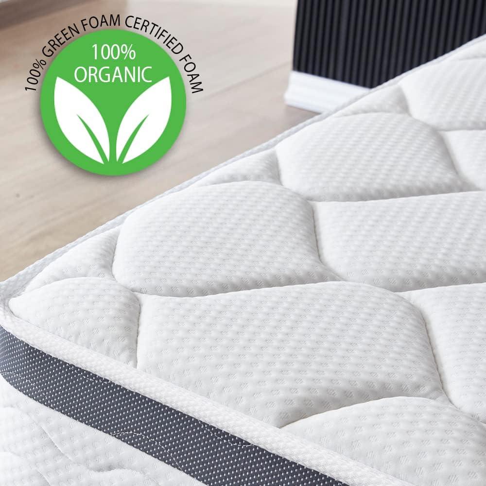 Twin Size Mattress - 10 Inch Cool Memory Foam & Pocket Spring Hybrid Mattress - Euro Top - Medium Firm - Oliver & Smith