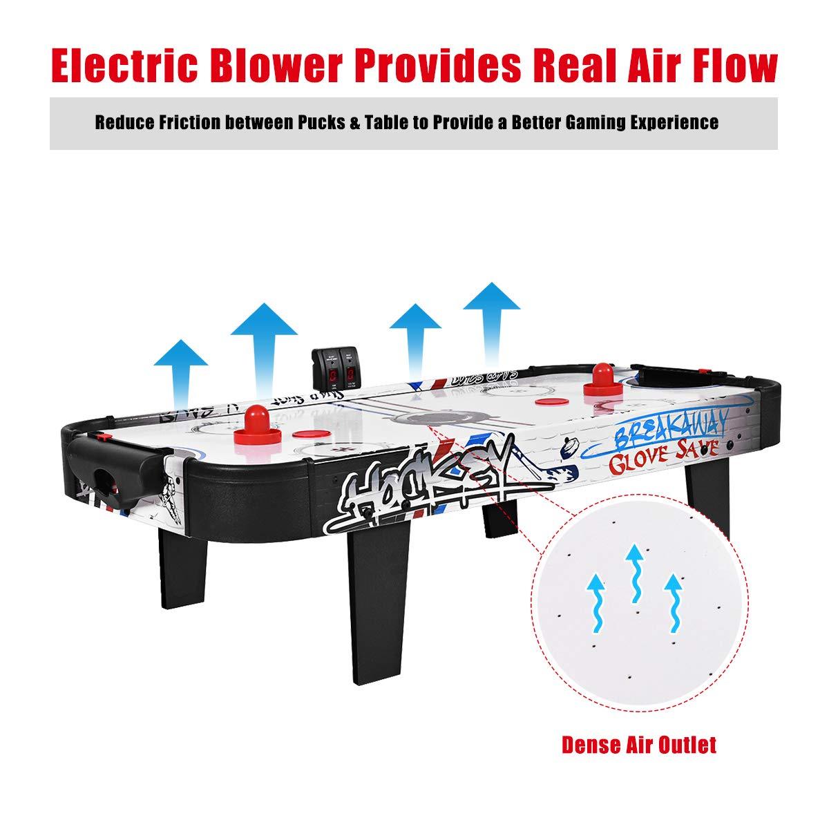 Costway 42''Air Powered Hockey Table Game Room Indoor Sport Electronic Scoring 2 Pushers