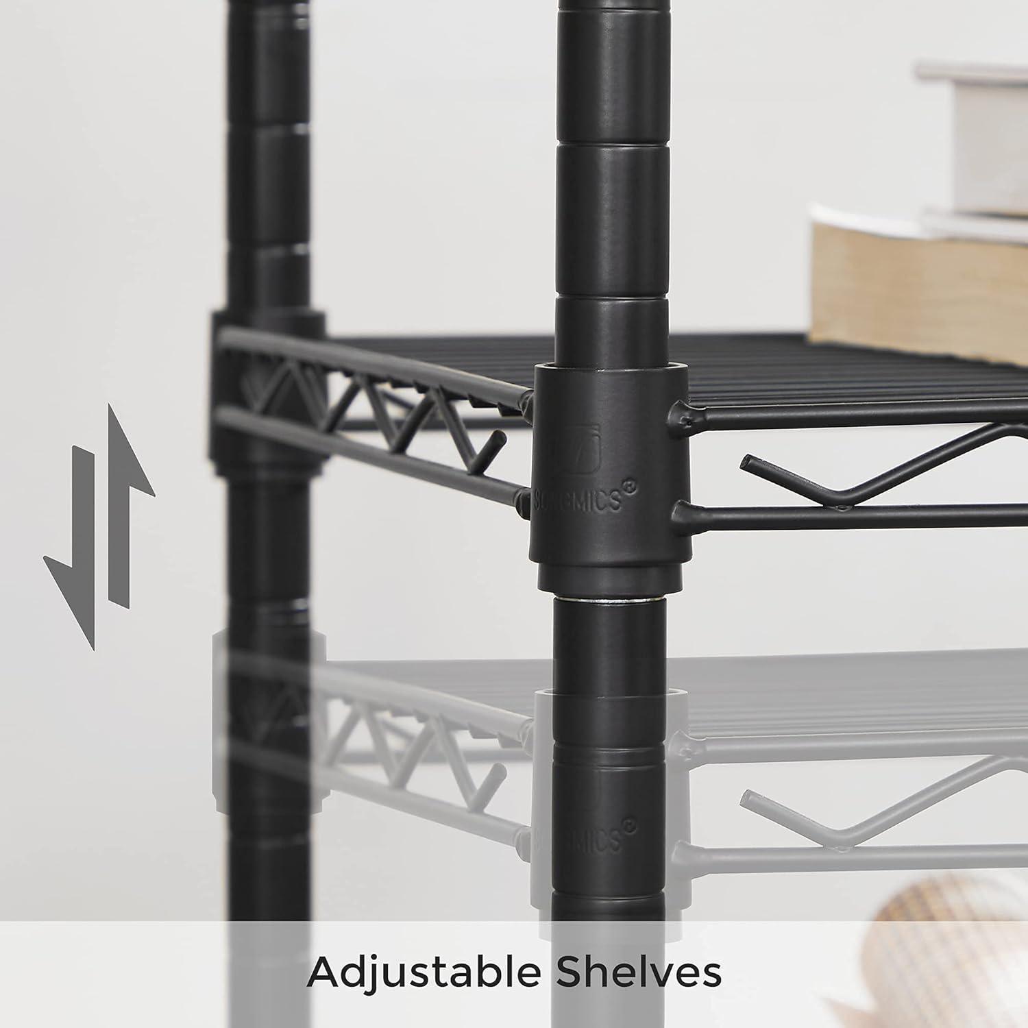 SONGMICS 3 Tier Wide Printer Stand with Wheels, Rolling Printer Table Cart with Metal Storage Shelf, for Home and Office, 16.1 x 12.2 x 26.8 Inches, Black ULGR303B01