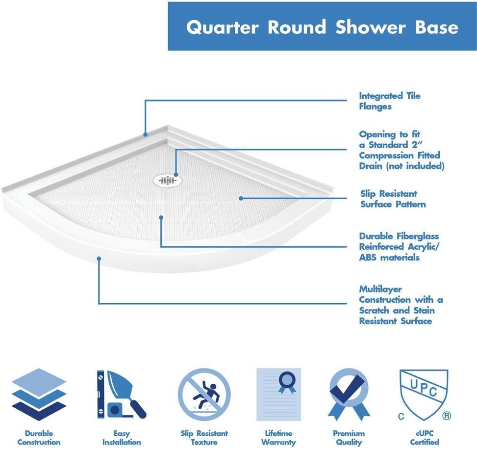 Prime 36" W x 36" D x 76.75" H Semi Frameless Shower with Base Included