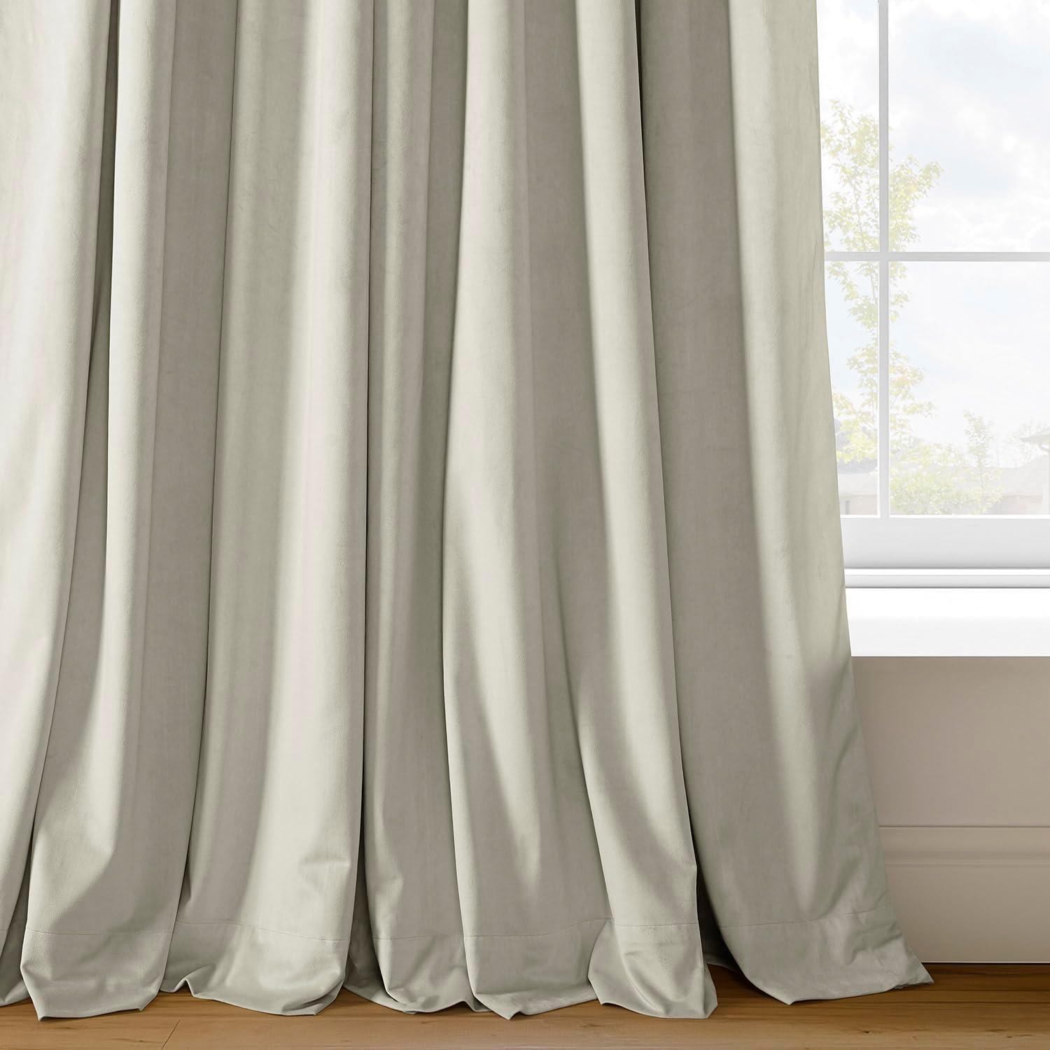 Half Price Drapes Porcelain White French Pleat Signature Velvet Blackout Curtains(1 Panel),50WX 108L