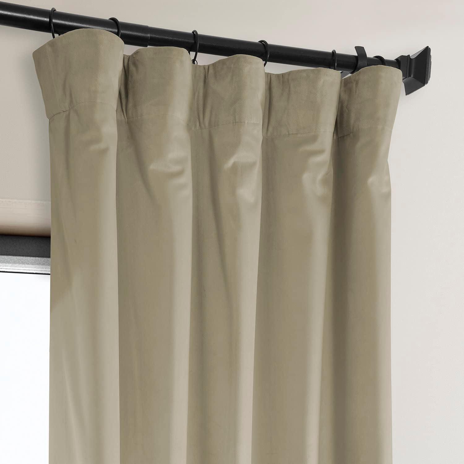 HPD Half Price Drapes Light Beige Heritage Plush Velvet Room Darkening Curtains for Bedroom & Living Room Curtains (1 Panel), Window Curtains 96 inches long, Rod Pocket Curtains & Drapes, 50W X 96L