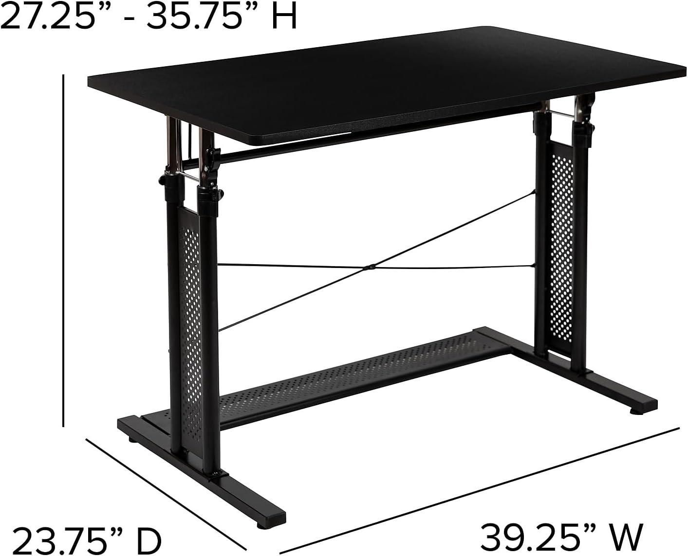 Flash Furniture Height Adjustable (27.25-35.75"H) Sit to Stand Home Office Desk