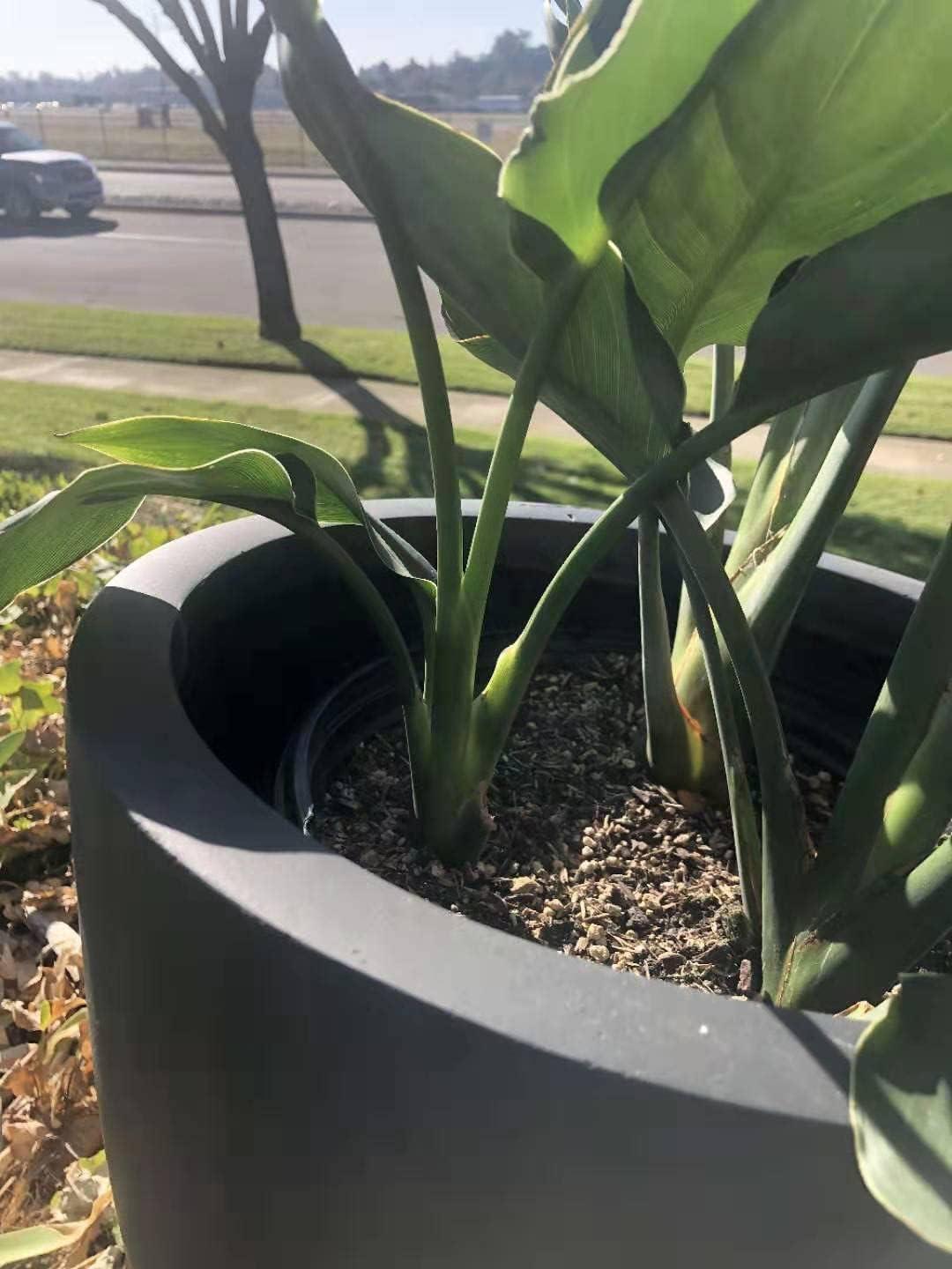 Rosemead Home & Garden, Inc. 17" Wide Kante Modern Concrete/Fiberglass Indoor Outdoor Planter Pot Charcoal Gray: Weather-Resistant