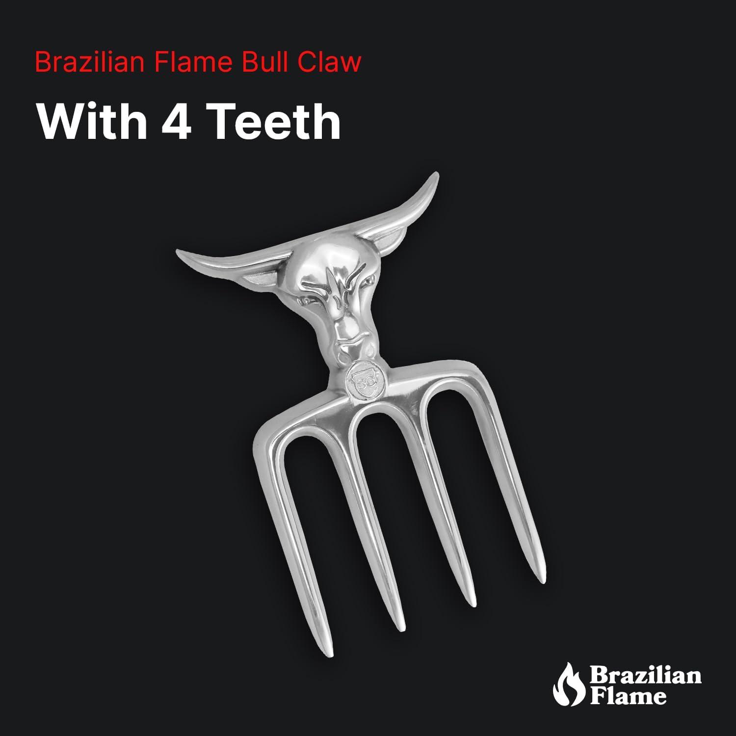 Brazilian Flame Meat Shredder Claw - Bull, 4 Long Teeth Fork