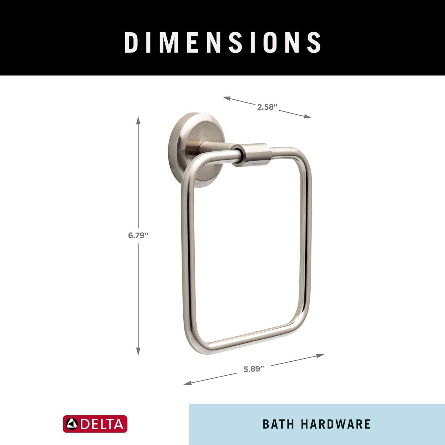 Westdale Wall Mount Square Closed Towel Ring Bath Hardware Accessory in Brushed Nickel