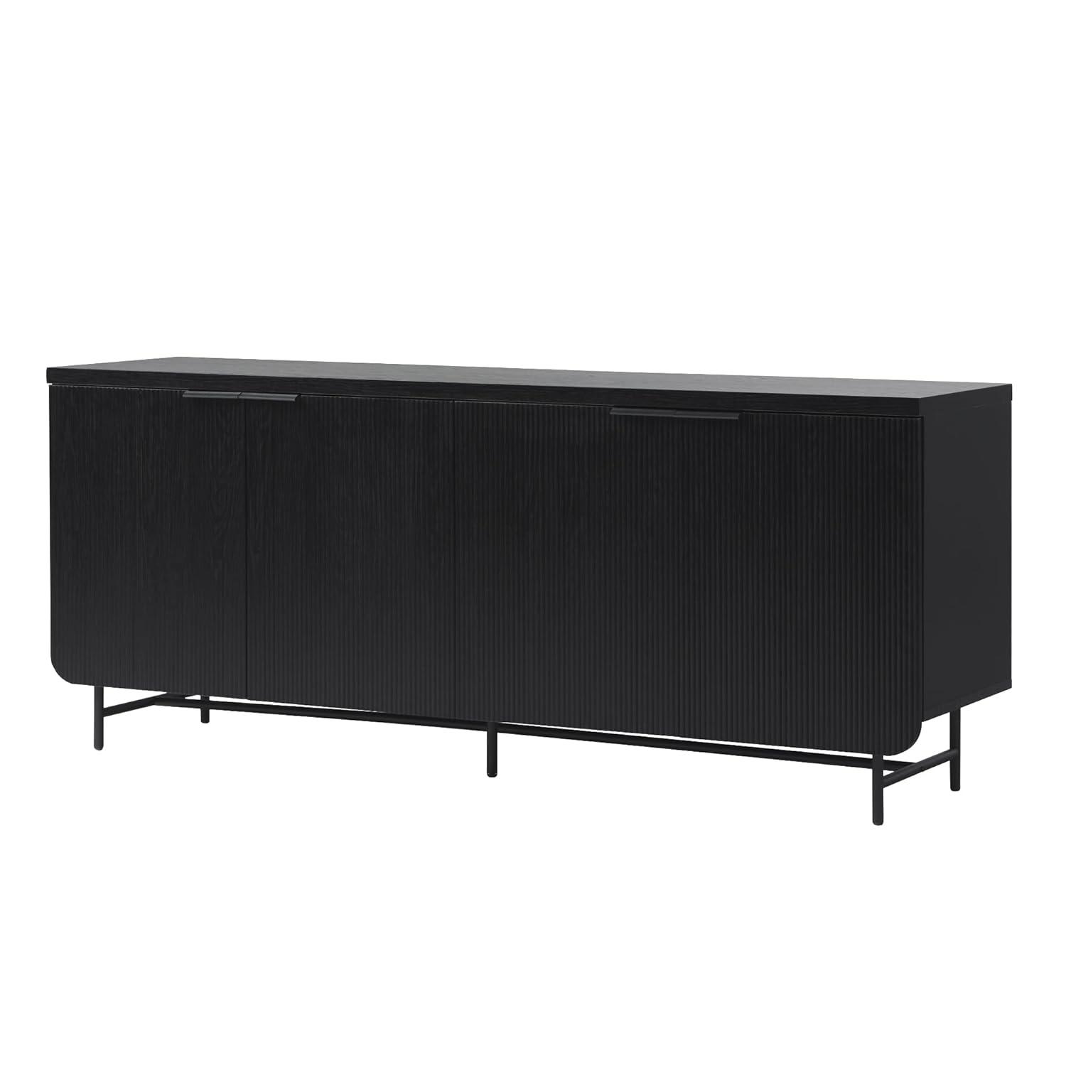 Walker Edison 69" Scandinavian 4-Door Reeded-Front Sideboard, Black