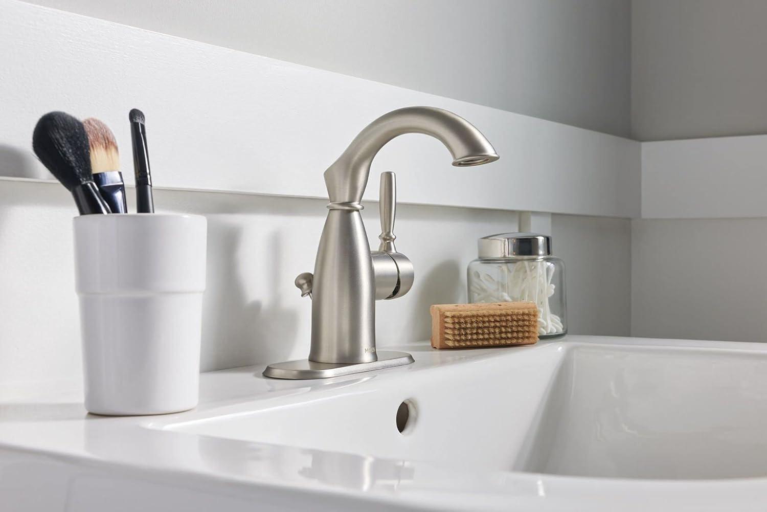 Moen Sarona Single Hole Bathroom Faucet with Drain Assembly and Optional Deckplate