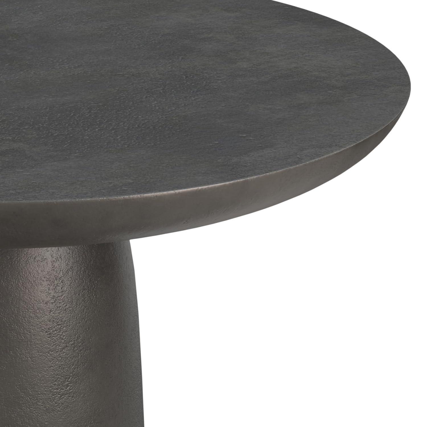 Simpli Home Alexa 30"W Cast Aluminum Mid-Century Modern Round Coffee Table with Pedestal Base, Fully Assembled