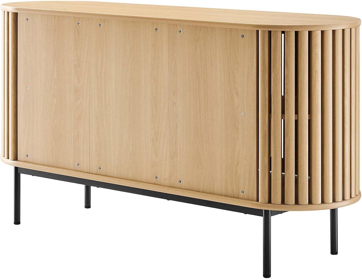 Modway Fortitude 59" Oval Wood Sideboard with 6 Storage Spaces in Oak