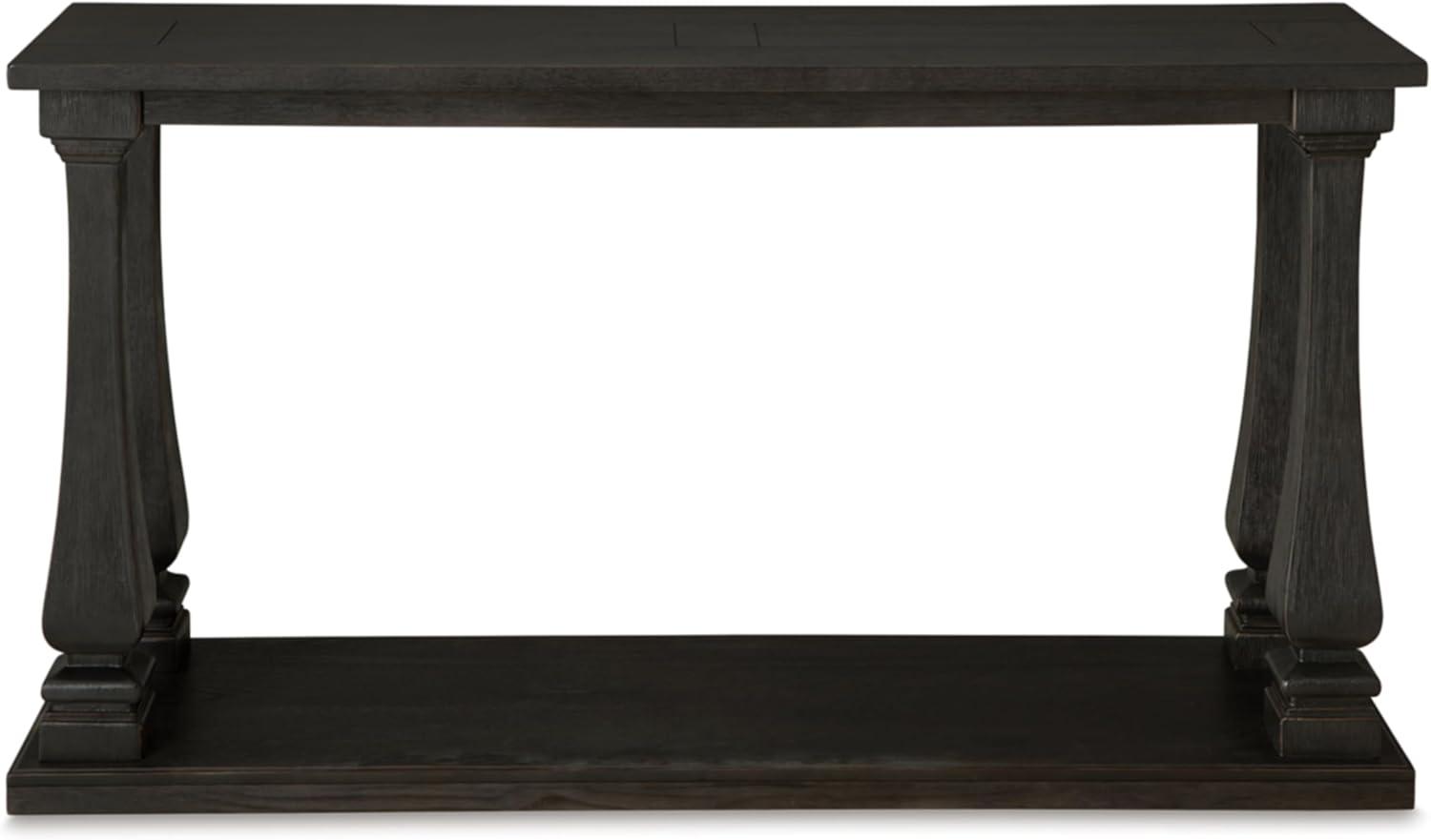 Signature Design by Ashley Wellturn Traditional Sofa Table with Framed and Planked Detailing Tabletop & Lower Shelf, Black