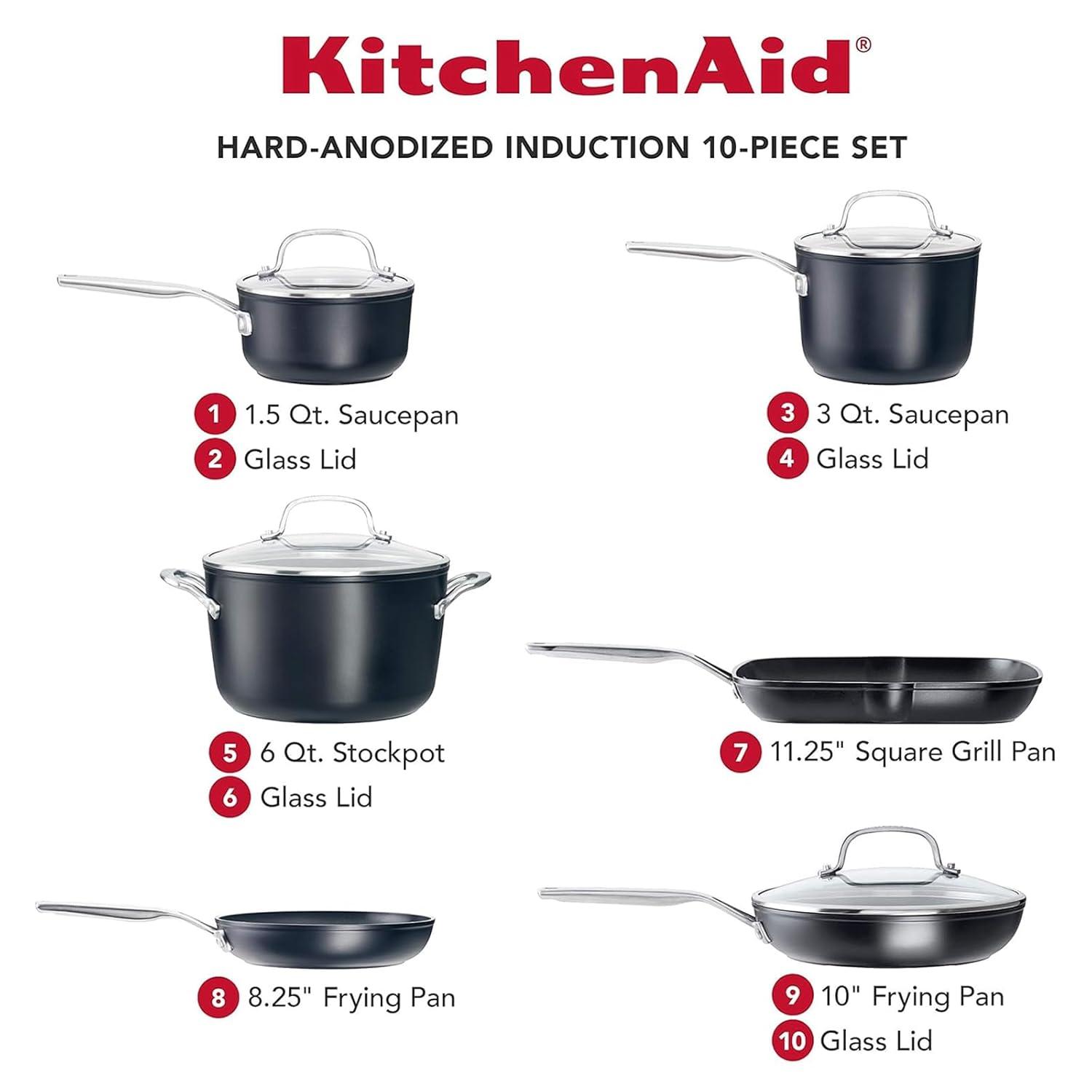 Matte Black 10-Piece Aluminum Nonstick Cookware Set
