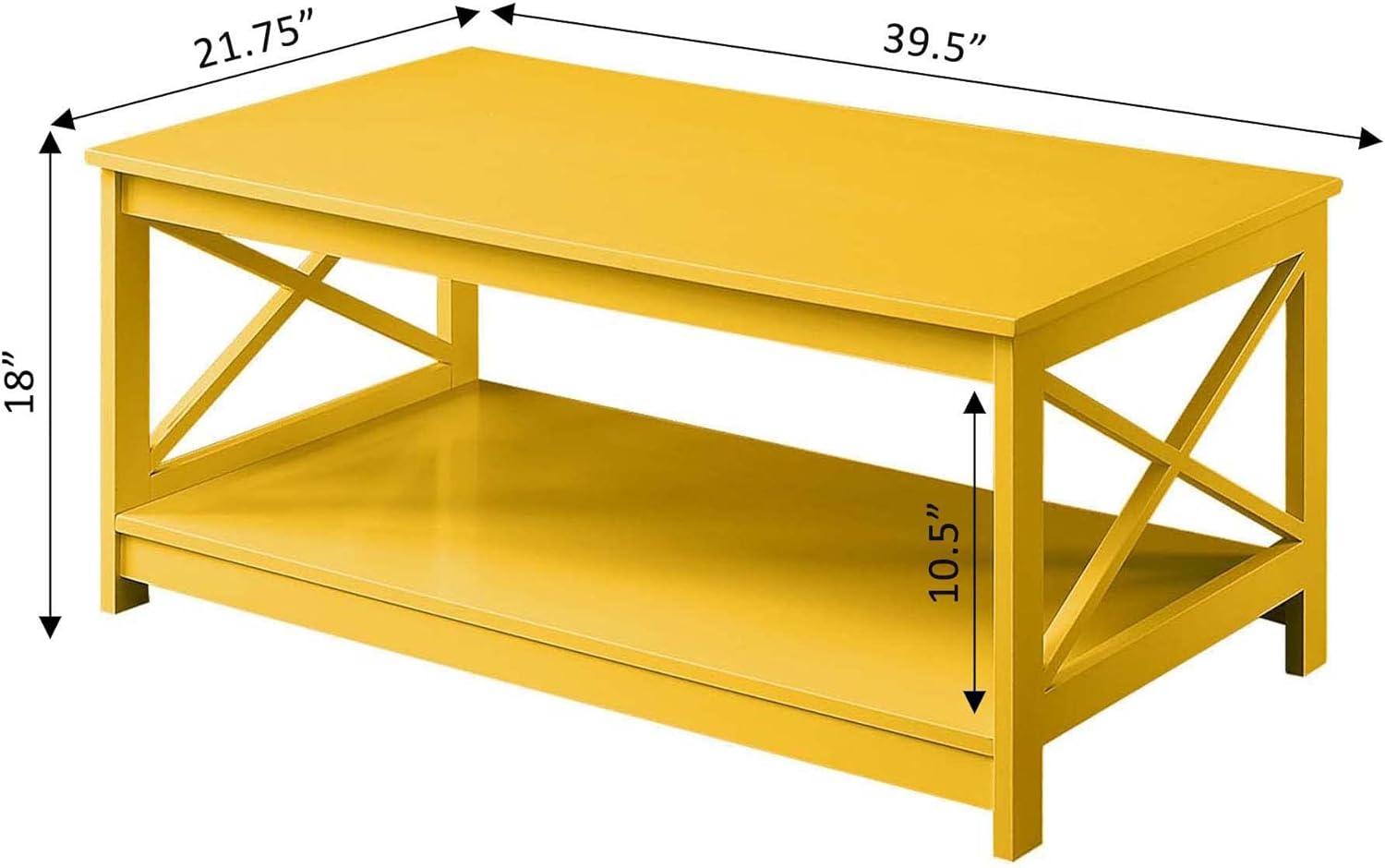 Oxford Yellow Rectangular Wood Coffee Table with Shelf