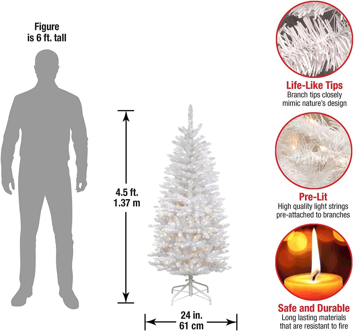 Prelit Slim White Kingswood Fir Artificial Christmas Tree Clear Lights - National Tree Company