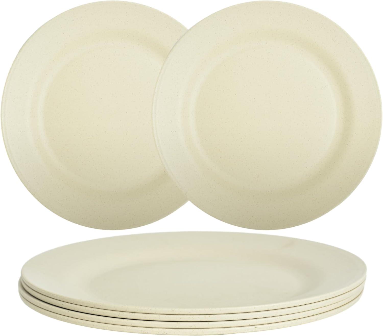 Juvale 6 Pack Unbreakable & Sturdy Wheat Straw Dinner Plates for Kids & Adults, Beige, 9 in