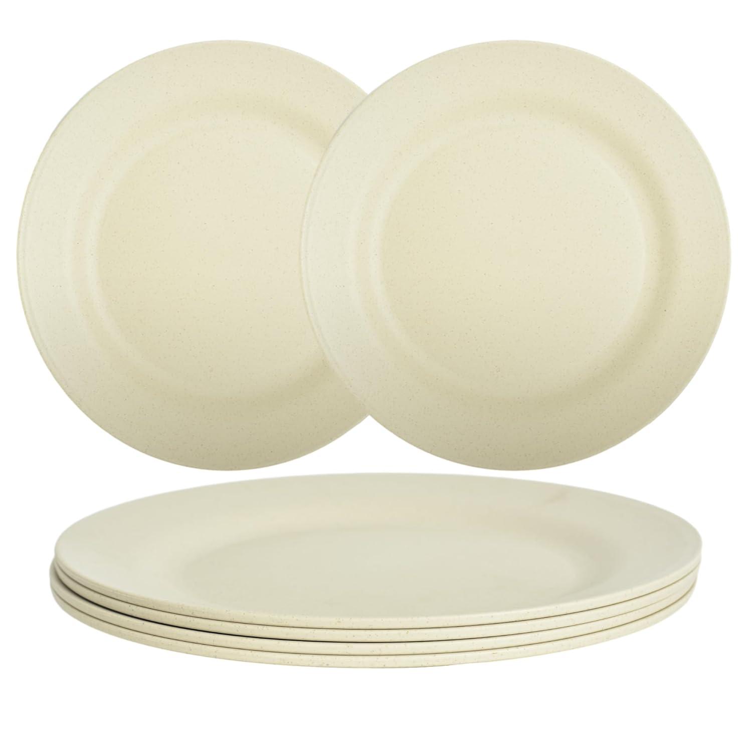 Juvale 6 Pack Unbreakable & Sturdy Wheat Straw Dinner Plates for Kids & Adults, Beige, 9 in
