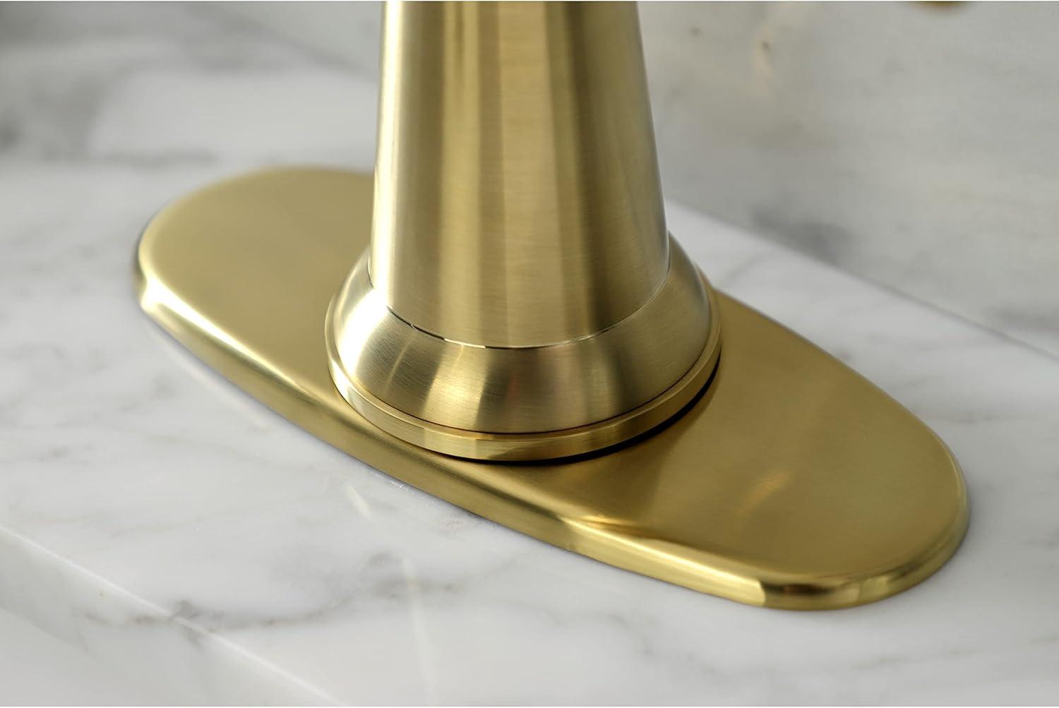 Kingston Brass Nautical Single-Handle 1-Hole Deck Mount Bathroom Faucet with Push Pop-Up and Deck Plate