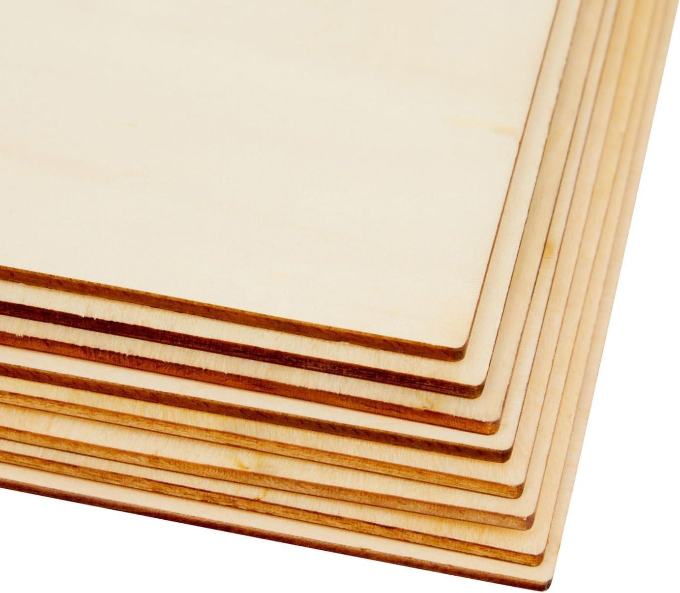 Bright Creations 8 Pack Thin 8x8 Wood Squares for DIY Crafts, Unfinished 1/8 Inch Basswood Plywood for Laser Cutting, Wood Burning