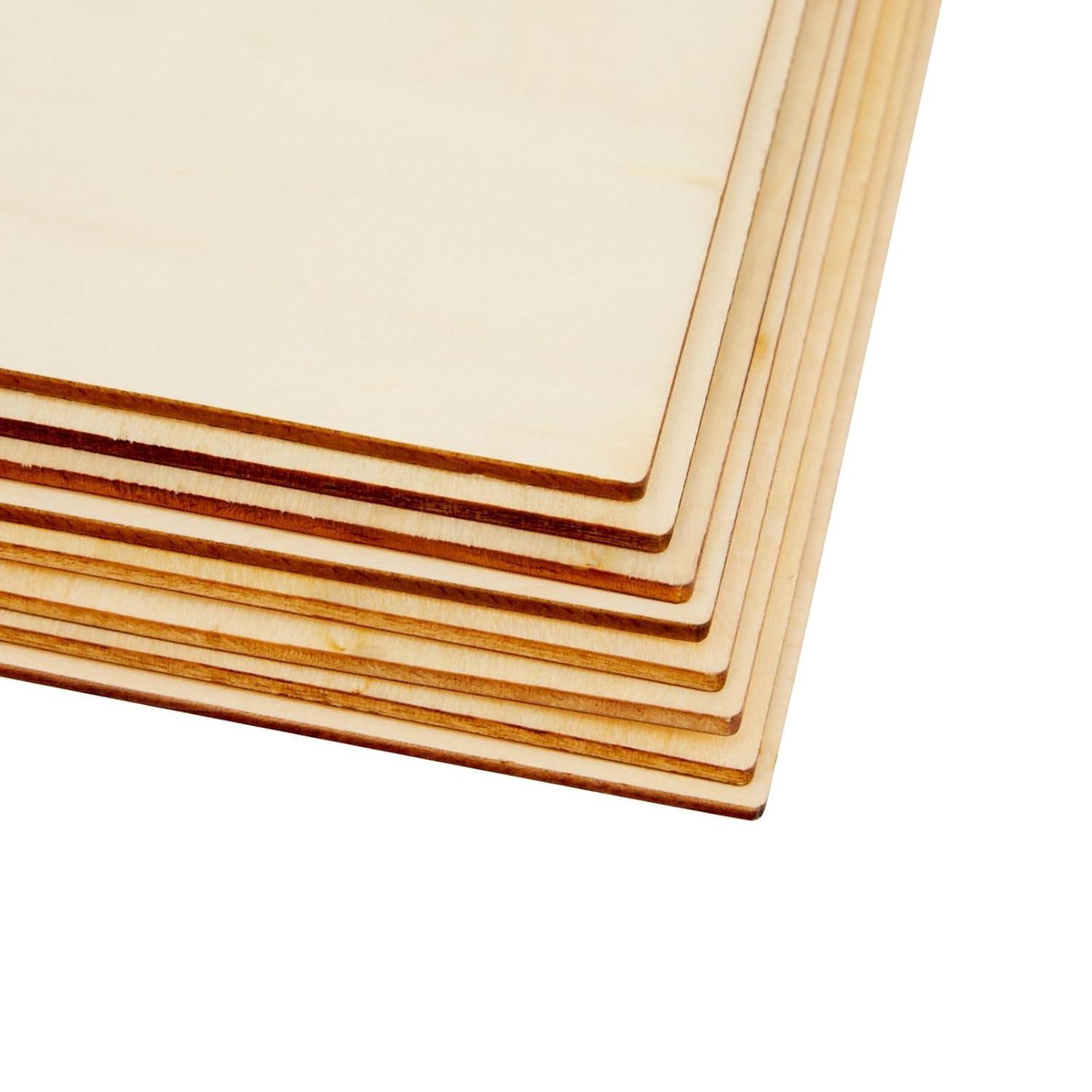 Bright Creations 8 Pack Thin 8x8 Wood Squares for DIY Crafts, Unfinished 1/8 Inch Basswood Plywood for Laser Cutting, Wood Burning