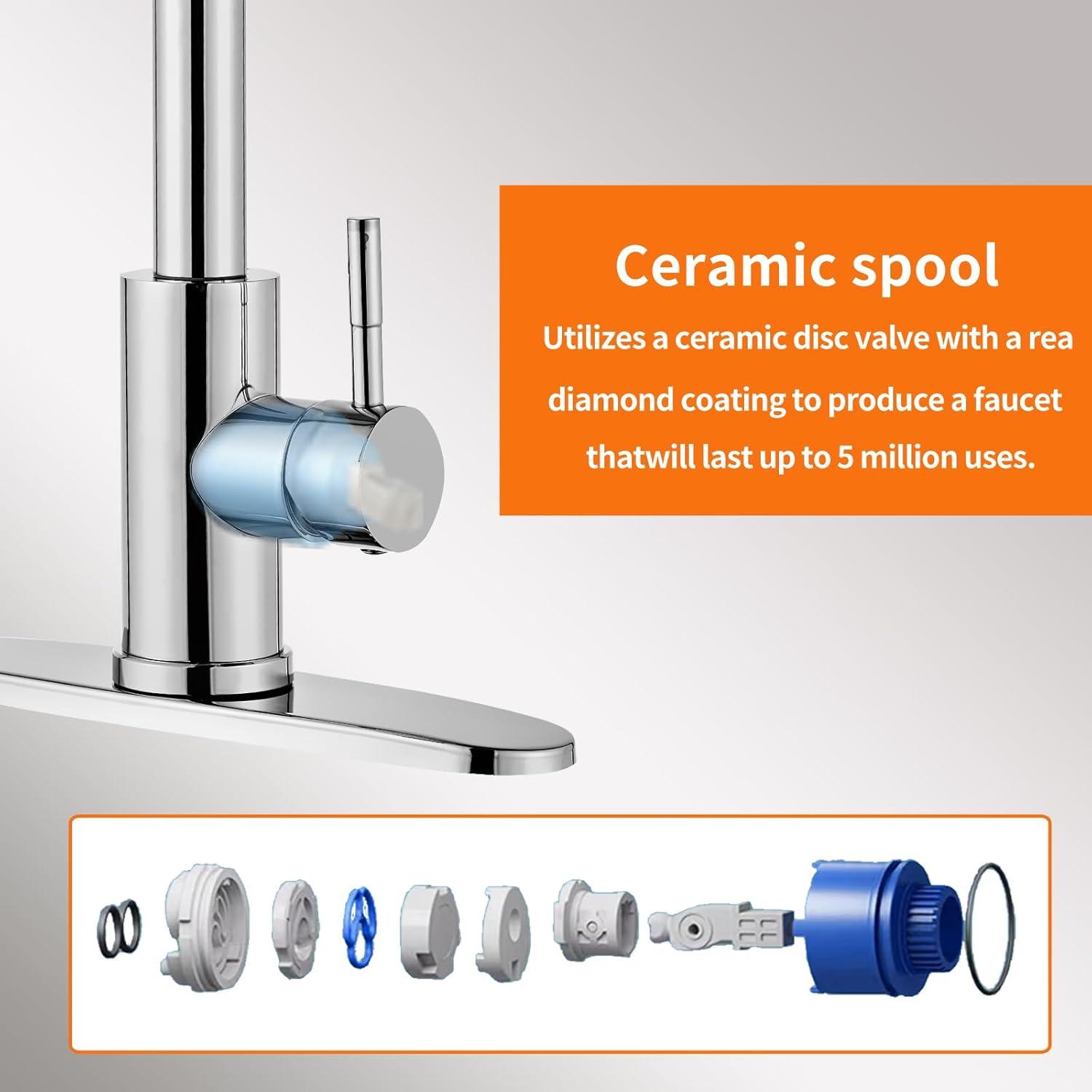 GAGALIFE Single Handle Pull Down Sprayer Kitchen Faucet High Arc Stainless Steel Faucet with 3-Function Sprayer JJL-CL-PT-SDP-C