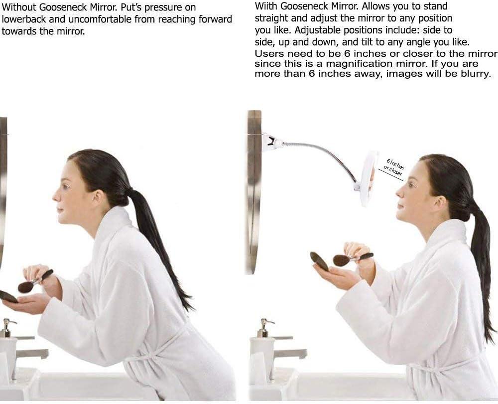 SunplusTrade Makeup Mirror with LED Lights and Magnification, Portable Cordless Design for Home and Travel with Flexible Gooseneck to Adjust to Any Position Easily