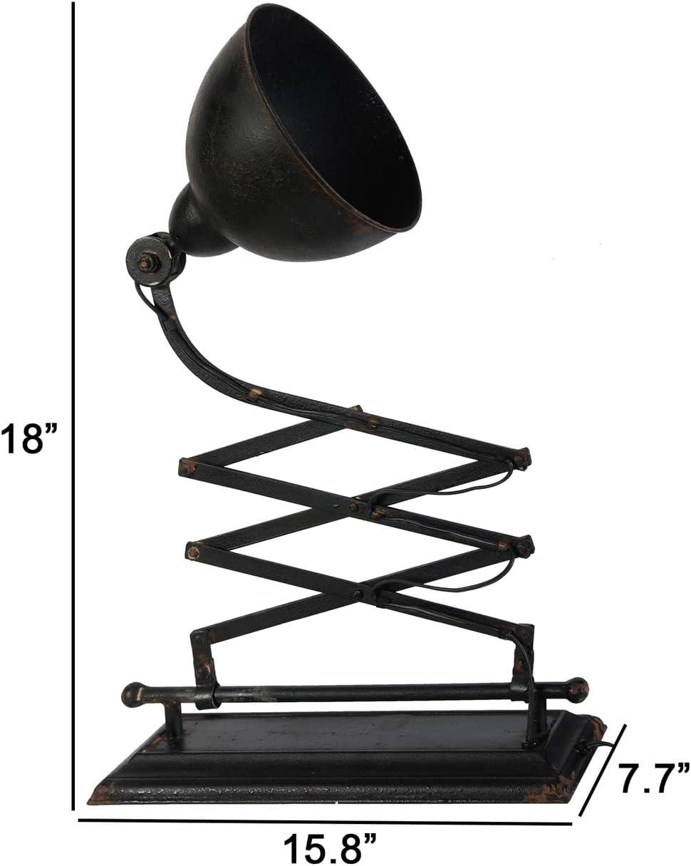 Antique Black Iron Accordion Arm Wall Sconce, 18 inch