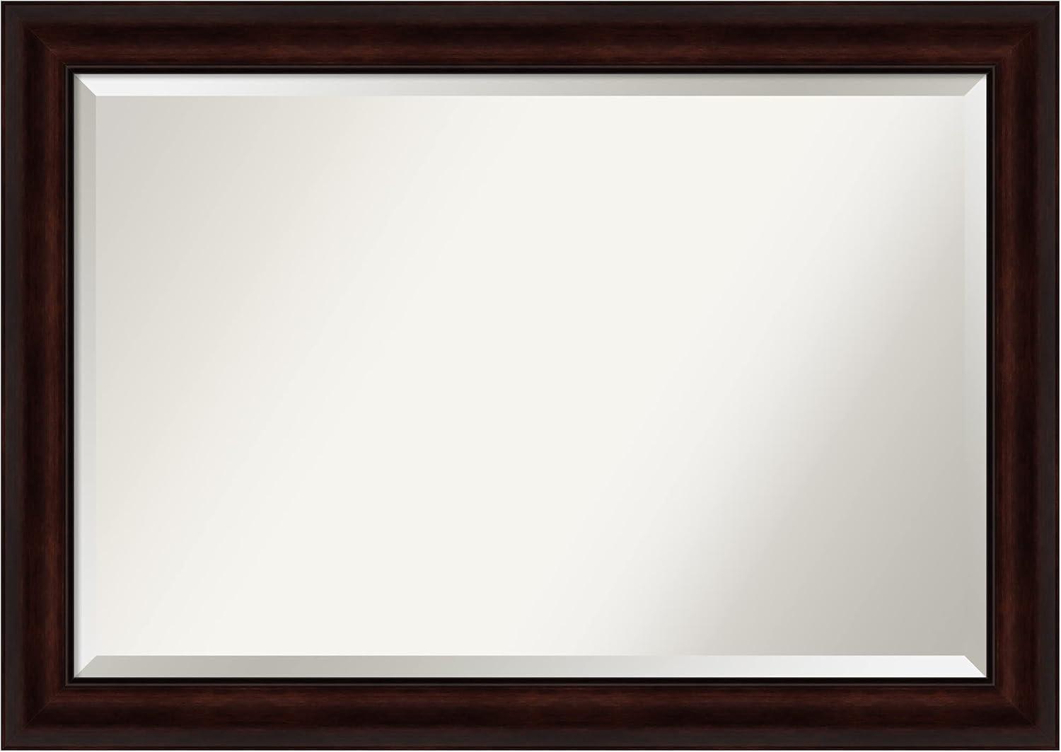 Elegant Coffee Bean Brown Framed Beveled Wall Mirror 41x29 in