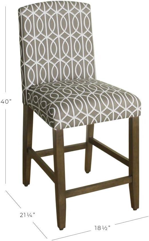 24" Curved Top Counter Height Barstool Safari Taupe - HomePop: Kitchen Seating with Back, Wood Legs