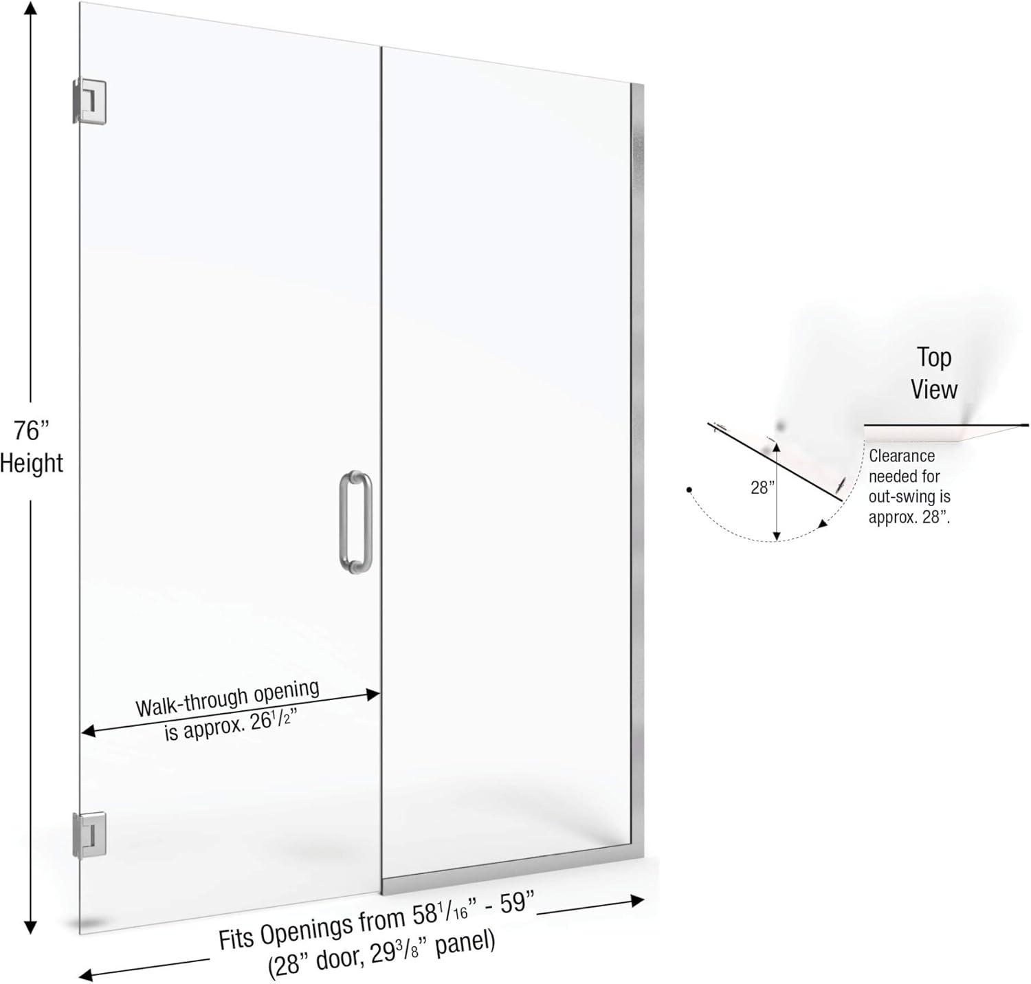 Celesta 58" W x 76" H Hinged Semi-Frameless Shower Door