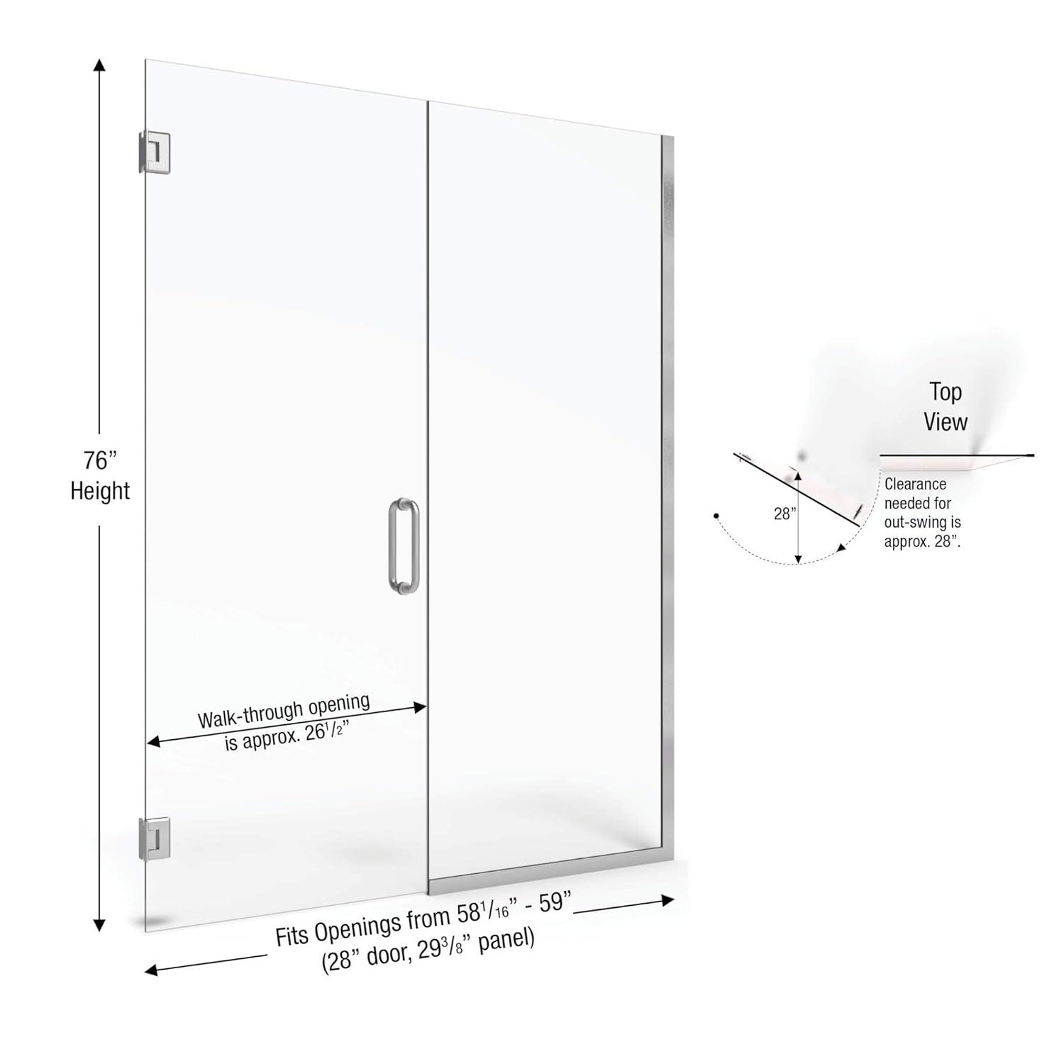 Celesta 58" W x 76" H Hinged Semi-Frameless Shower Door