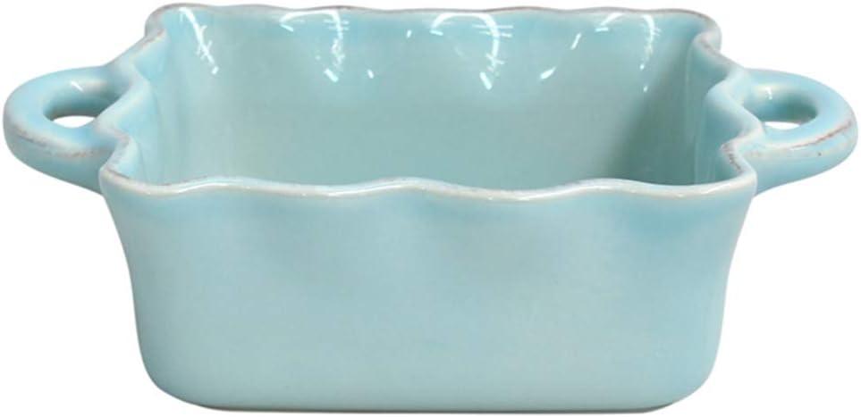 Robin's Egg Blue Square Ceramic Ruffled Baker