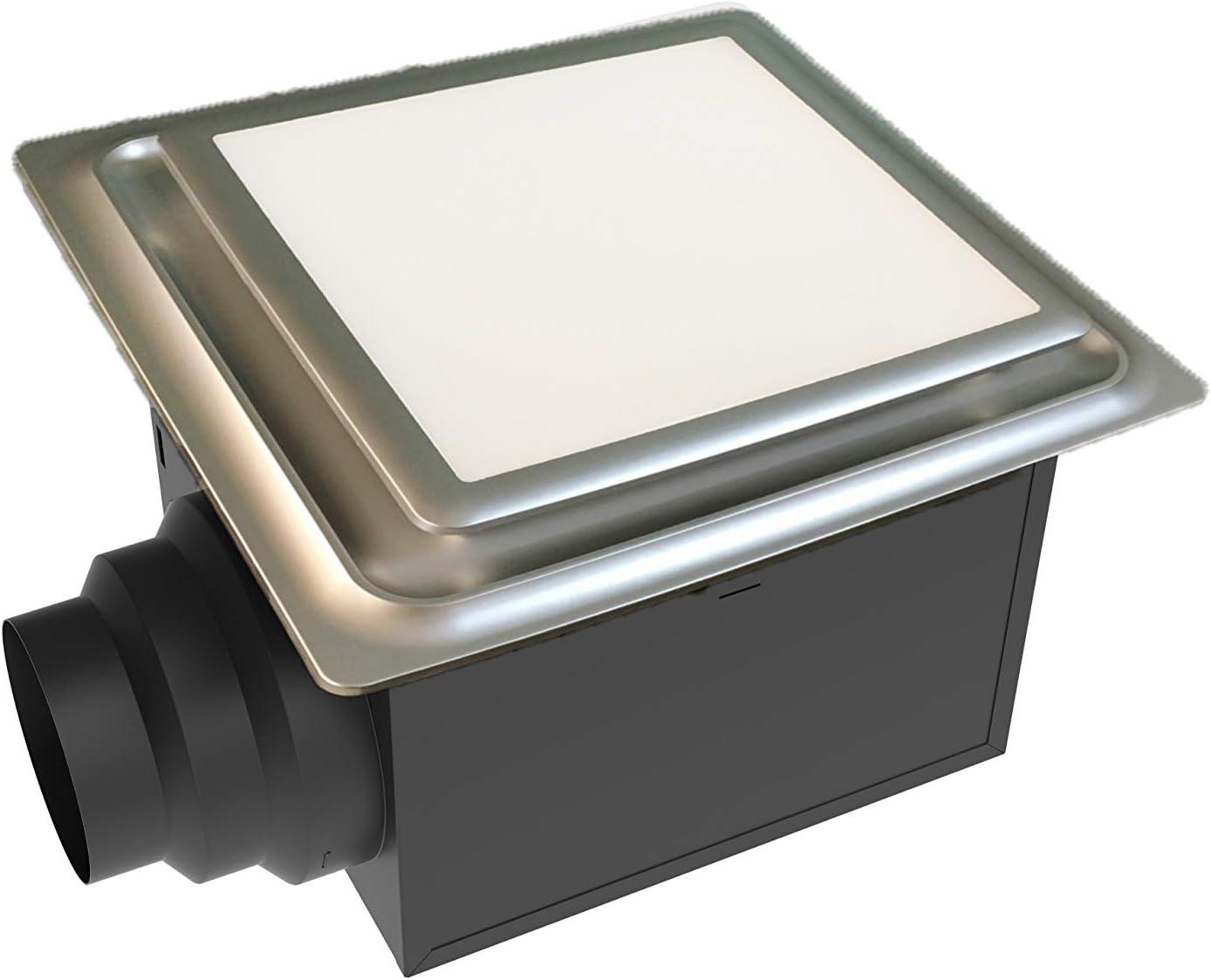 Aero Pure Low Profile Quiet Bathroom Exhaust Fan with LED Light 0.7-Sones 110-CFM Satin Nickel Decorative Lighted Bathroom fan (ENERGY STAR Certified)