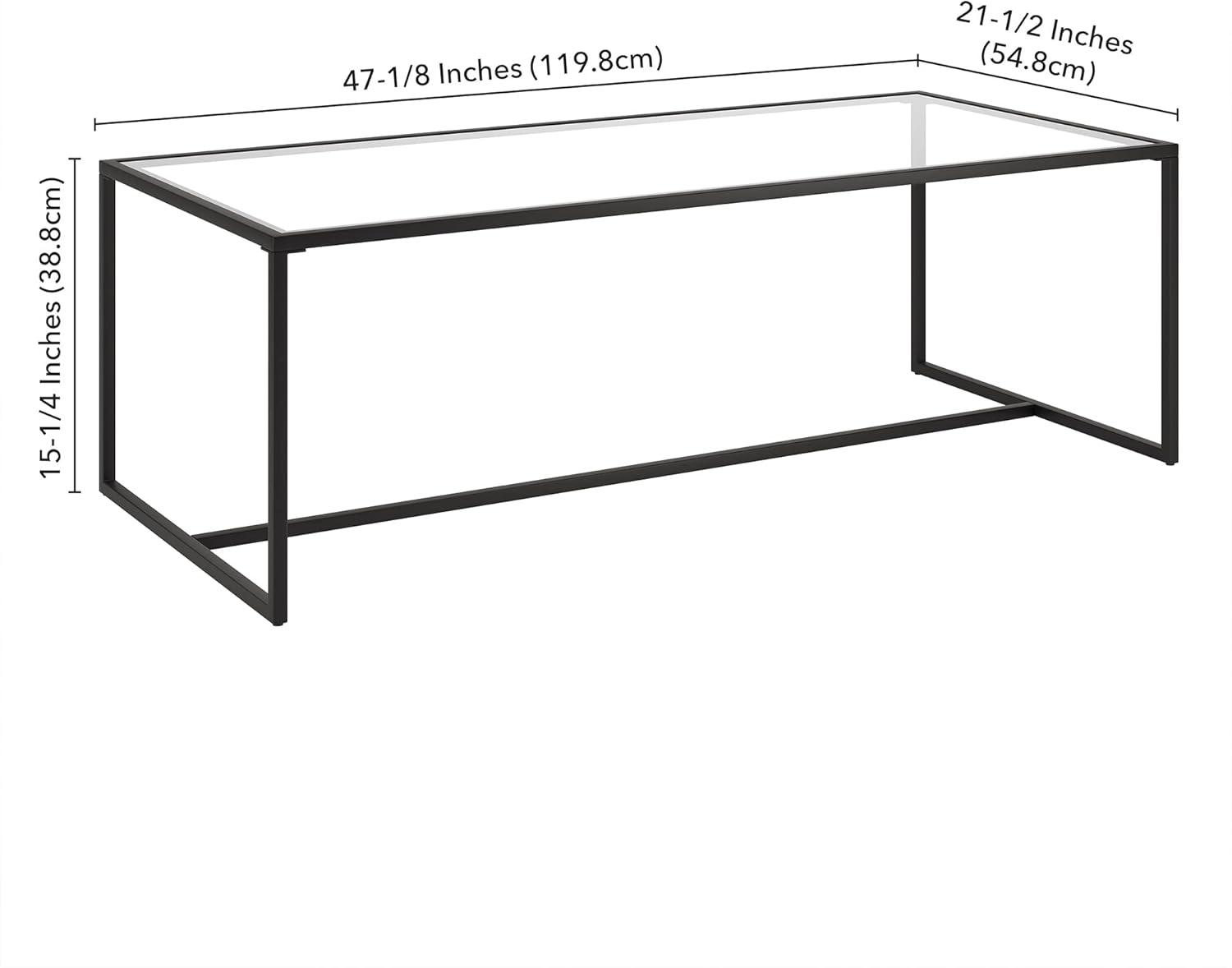 Lux Geo 47.25" Blackened Bronze Rectangular Glass Coffee Table