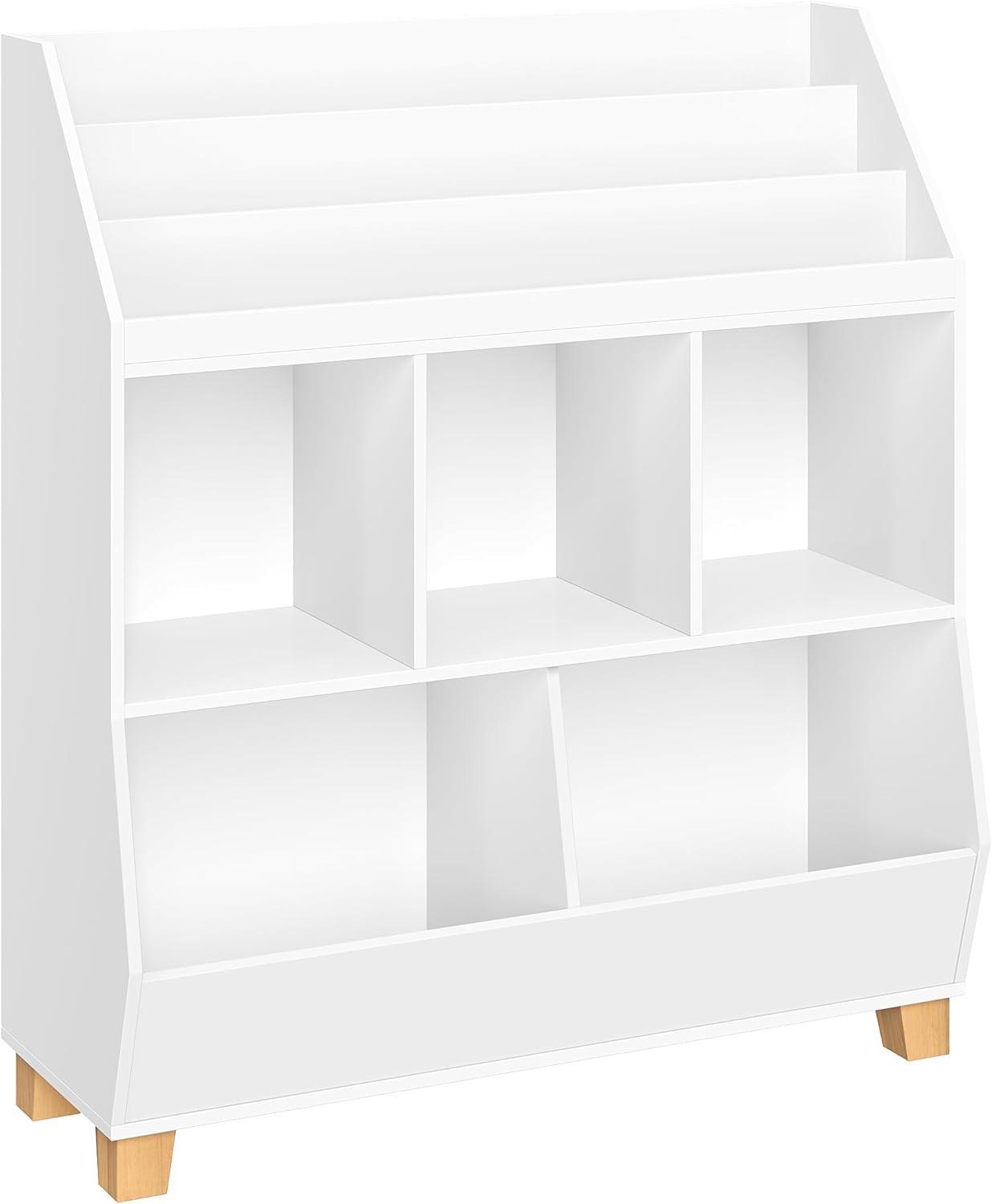 White Wooden Kids Toy Organizer with Cubby Storage