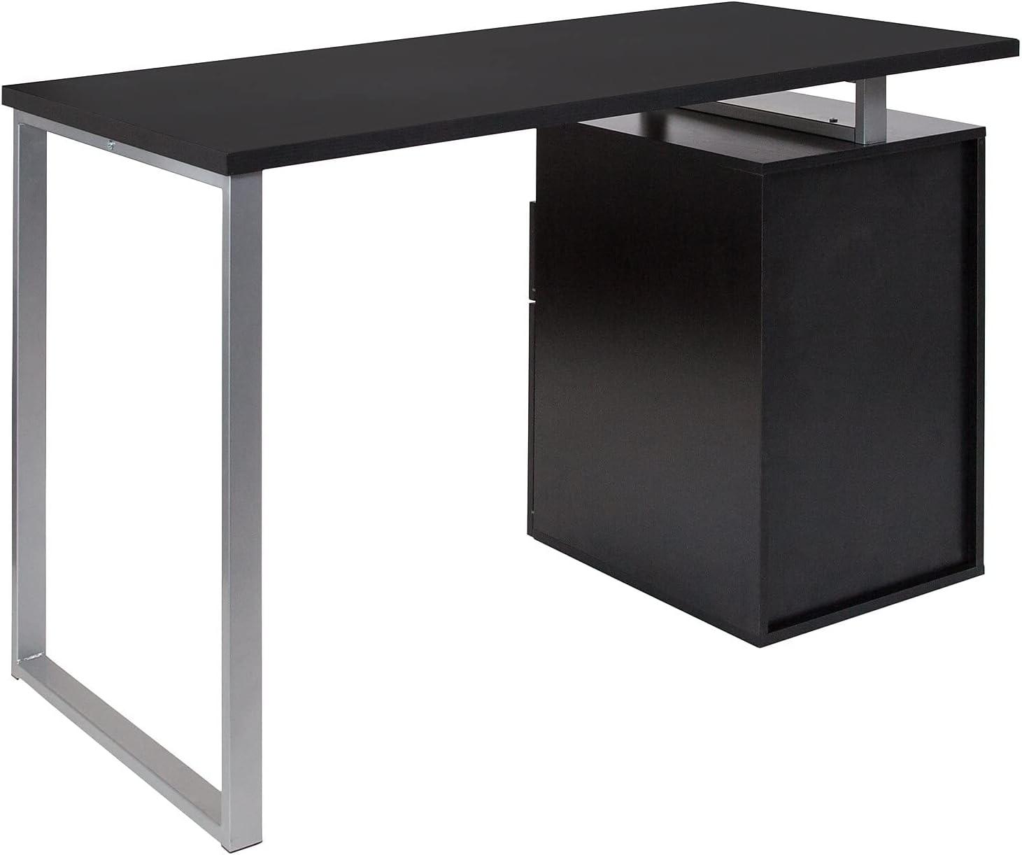 Leo Computer Desk with Two Drawers and Metal Frame