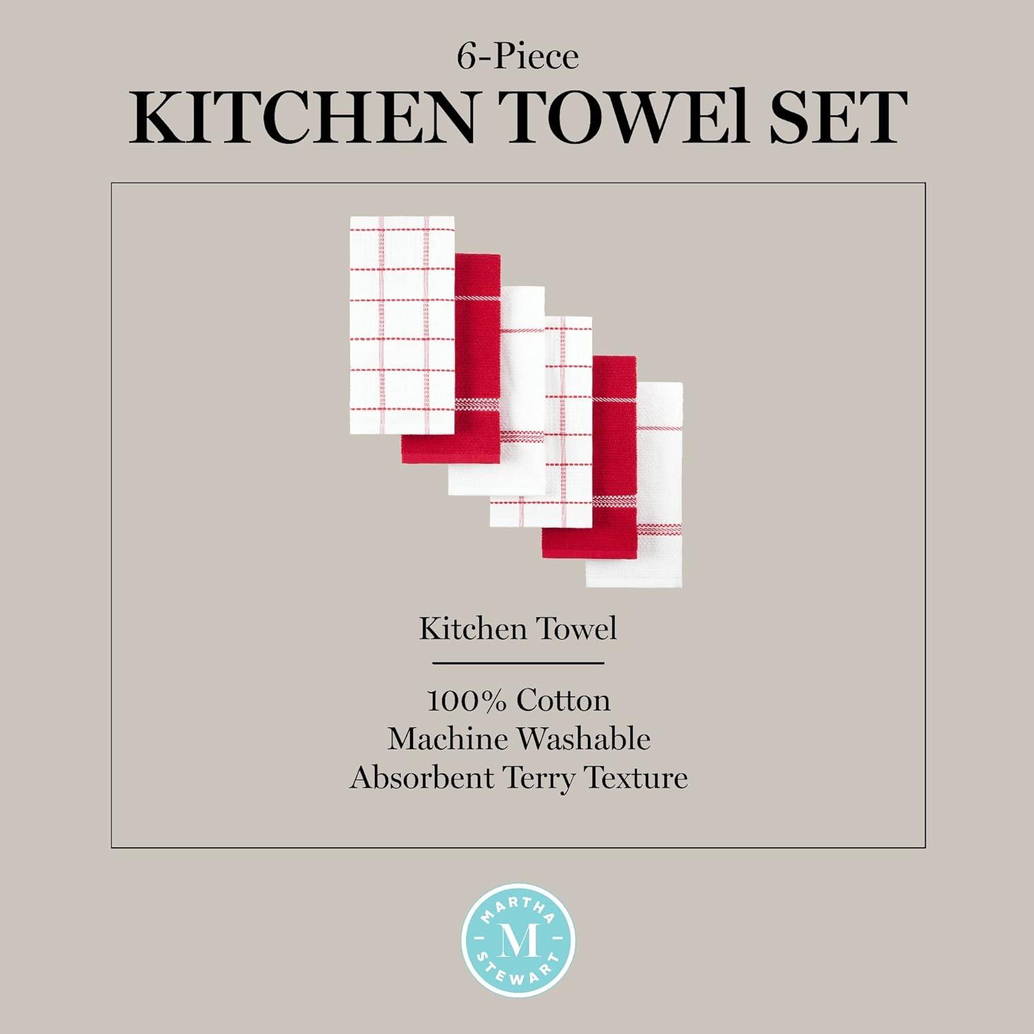 Martha Stewart Martha Stewart Modern Waffle Kitchen Towel Set 6-Pack, Linen, 16"x28" (Set of 6)
