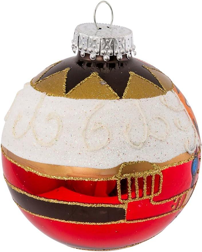 Kurt Adler Nutcracker Design Glass Ball Ornament, 80mm