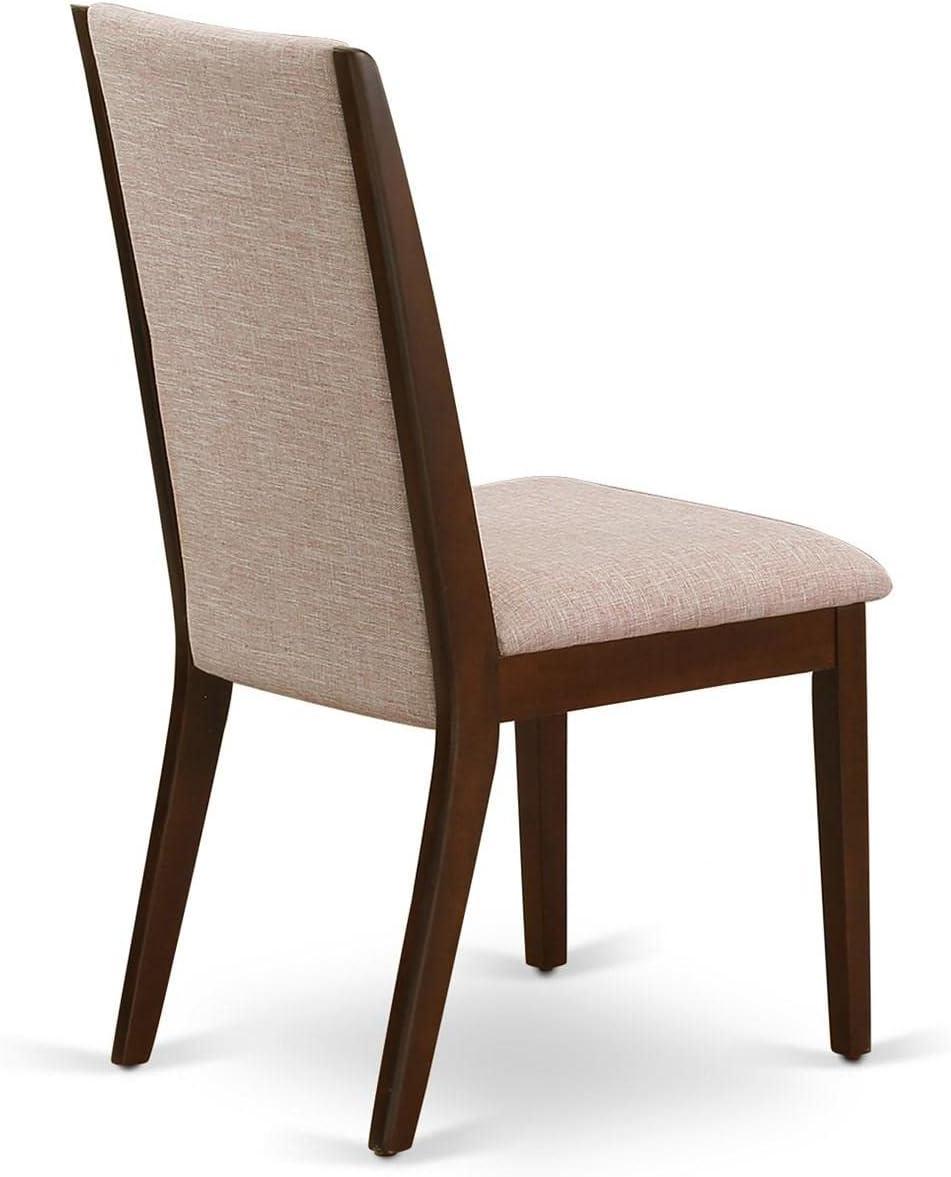 East West Furniture Lancy 39" Fabric Dining Chairs in Mahogany/Brown (Set of 2)