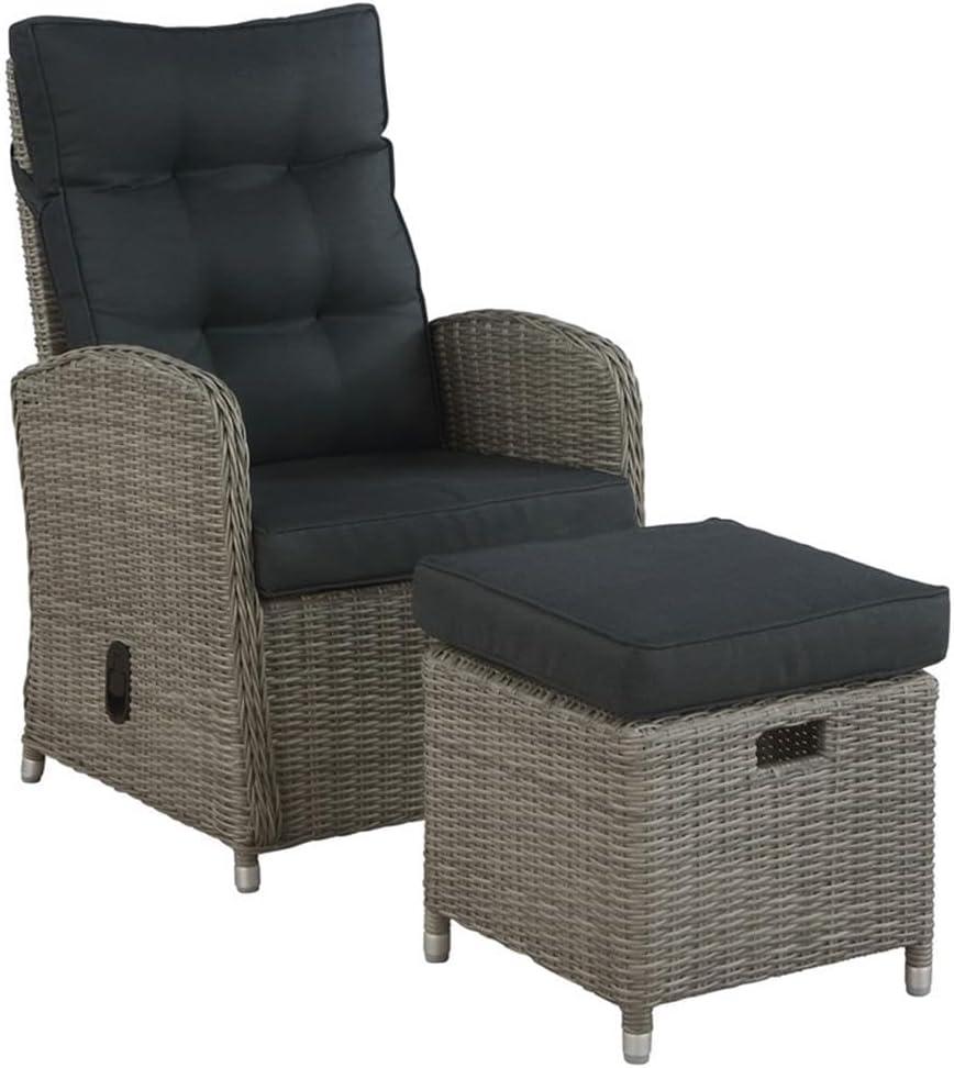 Monaco 2pc Wicker Outdoor Recliner & Ottoman - Gray - Alaterre Furniture: All-Weather, Water-Resistant Patio Set