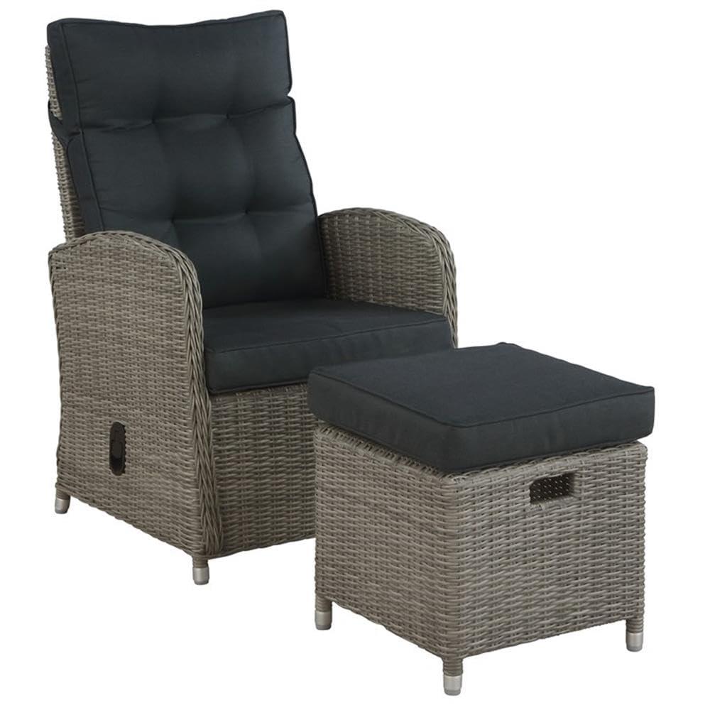 Monaco 2pc Wicker Outdoor Recliner & Ottoman - Gray - Alaterre Furniture: All-Weather, Water-Resistant Patio Set