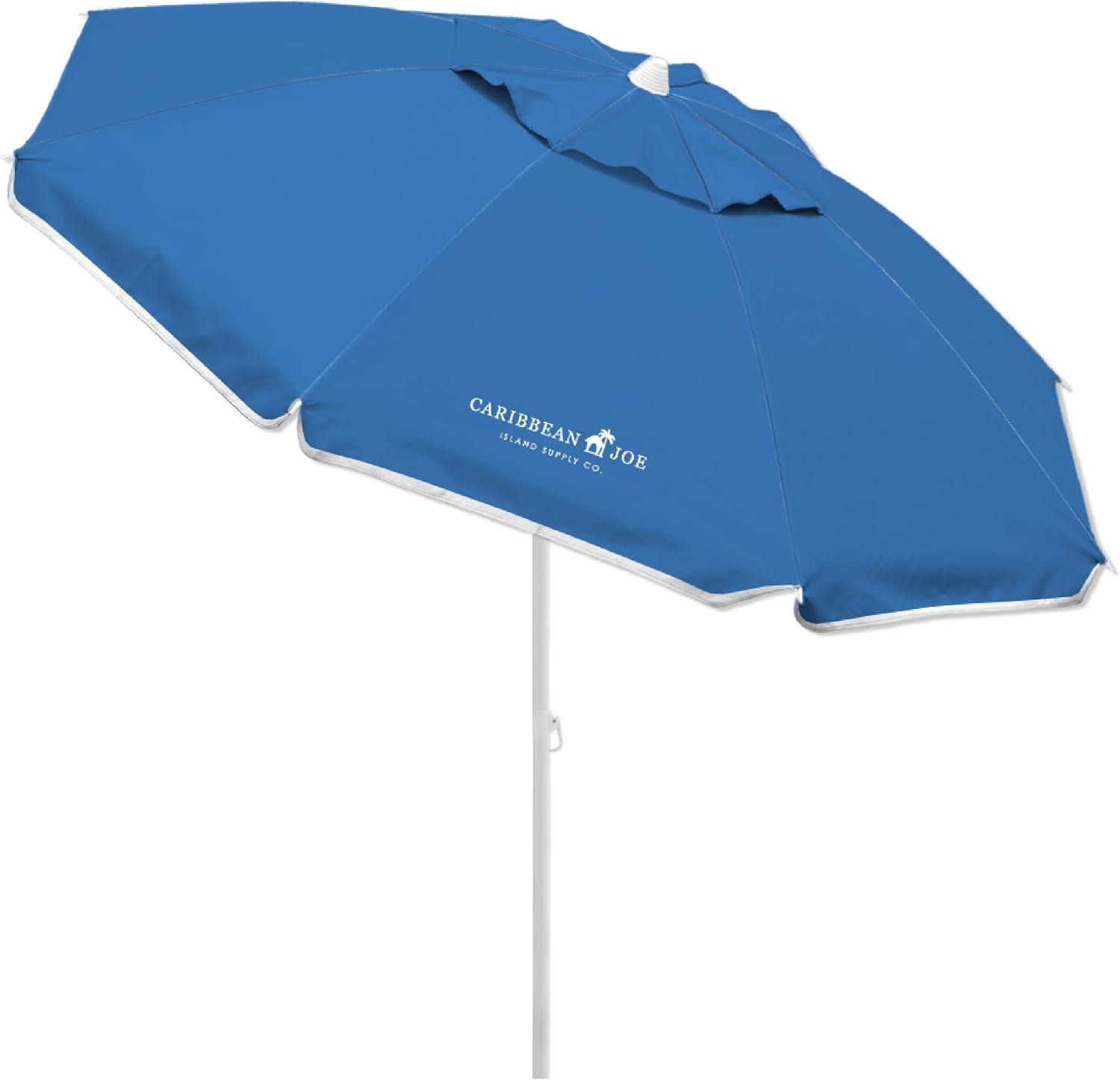 Blue 8-Foot Octagon Beach Umbrella with Steel Pole