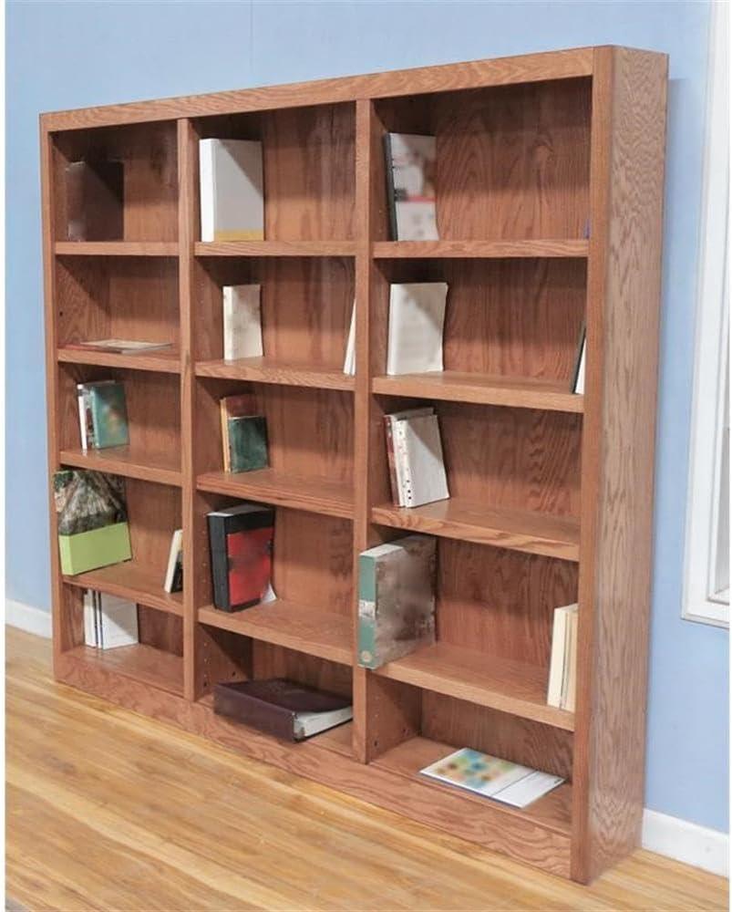 Bowery Hill 72" Tall 15-Shelf Triple Wide Wood Bookcase in Dry Oak