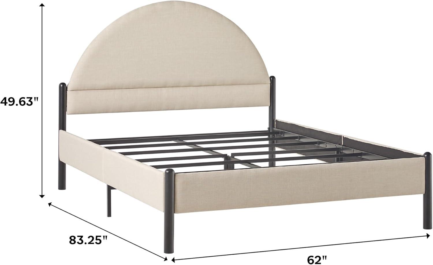 Walker Edison Modern Metal and Upholstery Queen-Size Bedframe, Oatmeal