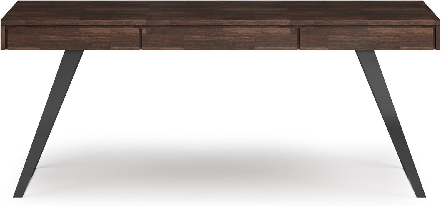 Simpli Home Lowry Solid Acacia Wood Desk, Industrial Style with Keyboard Tray and 2 Drawers